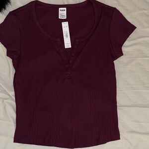 PINK Victoria's Secret Deep Burgundy Short Sleeve Tee
